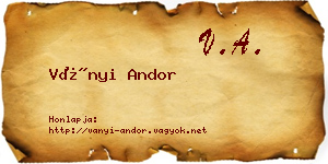 Ványi Andor névjegykártya
