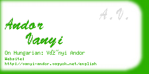 andor vanyi business card